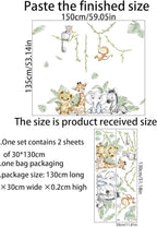 59.05x53.14 Inch Woodland Animals Wall Decals - Forest Animal Wall Decal with Elephant, Zebra, Monkey, Giraffe - Nursery Decor for Home, Baby Room, Boys & Girls Bedroom Art