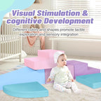 6-Piece Foam Climbing Blocks for Toddlers: Colorful Climbing Gym PU Leather Baby Foam Building Blocks Indoor Toy