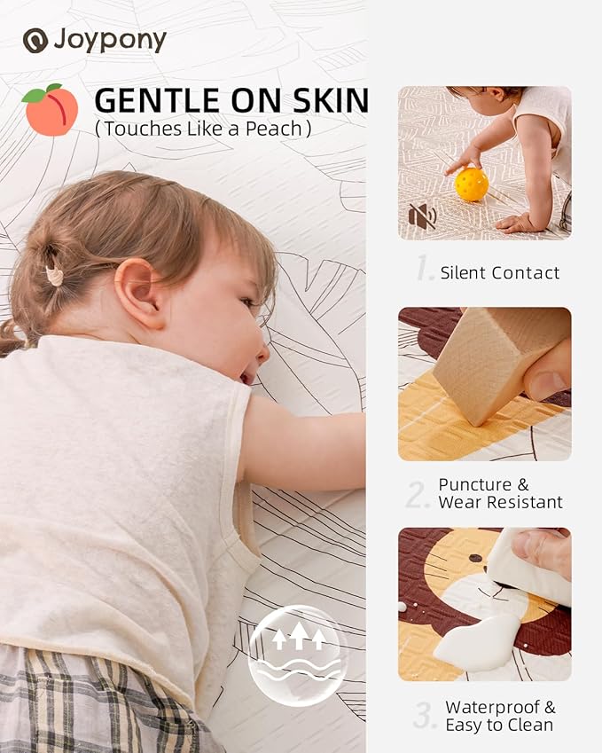 Baby Play Mat 71x79 Inch, 2 in 1 Fabric & XPE Dual-Sided Design Foldable Play Mats for Babies and Toddlers, Waterproof & Anti-Slip Baby Mat for Floor, Portable Baby Foam Crawling Mat with Travel Bag