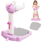 Baby Shower Stand, Baby Standing Bath with Anti-Pinch Adjustable Height and Armrest, Shower Standing Support with Anti-Slip Base and Mat for Infants 6-36 Months -Purple