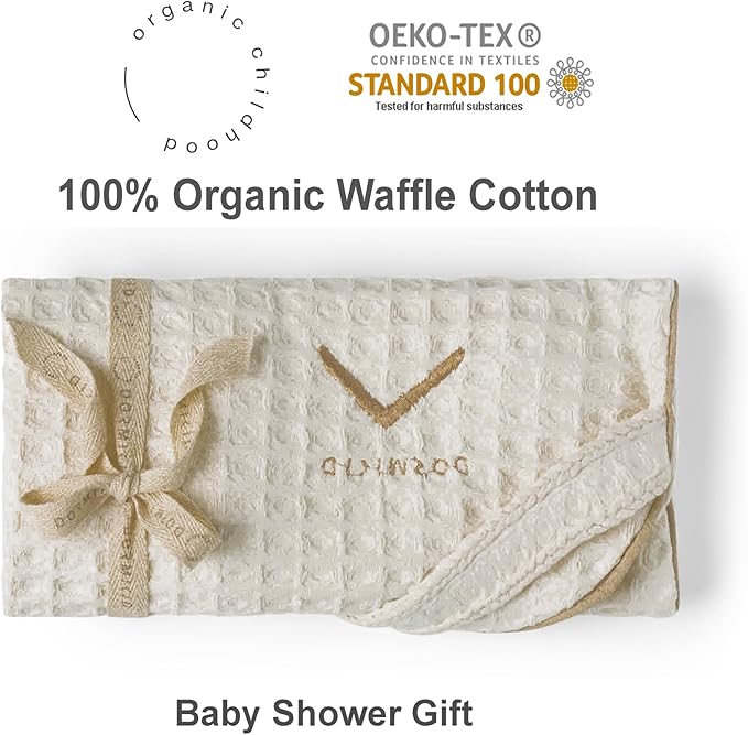 Organic Cover for Nursing Pillow • Premium Quality 100% Cotton Oeko-Tex Standard • Cover for Breastfeeding and Bottle Feeding Pillow • Soft and Breathable • Only Cover (Cream waffle)