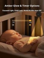 FOXFINE White Noise Machine, Portable Sound Machine with 36 Soothing Sounds, Focused Light, Timer, for Sleeping, Baby, Adults, Home & Travel, Black