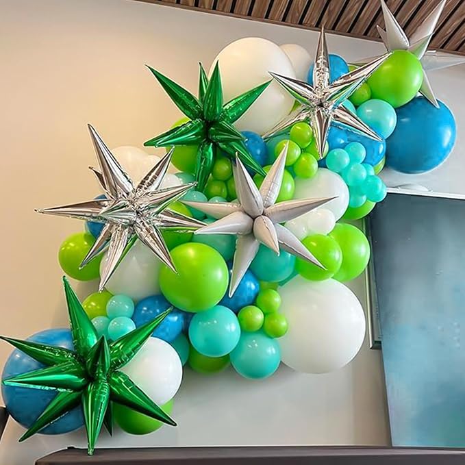 RUBFAC 129pcs Blue Green Balloons Different Sizes 18 12 10 5 Inch for Garland Arch, Green Blue Balloons for Birthday Baby Shower Gender Reveal Wedding Party Decoration