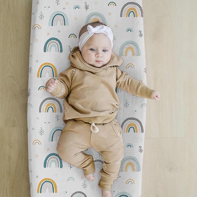 BROLEX Changing Pad Covers for Baby: Boy Girls Ultra Stretchy Soft 2 Pack Rainbow&Stars