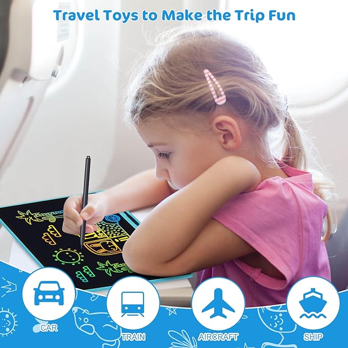 LCD Writing Tablet,16 Inch Colorful Screen Rechargeable Doodle Board Toddler Educational Toys for 3 4 5 6 Years Old Boys Girls Reusable Portable Drawing Tablet Christmas Toys Gifts for Kids (Blue)