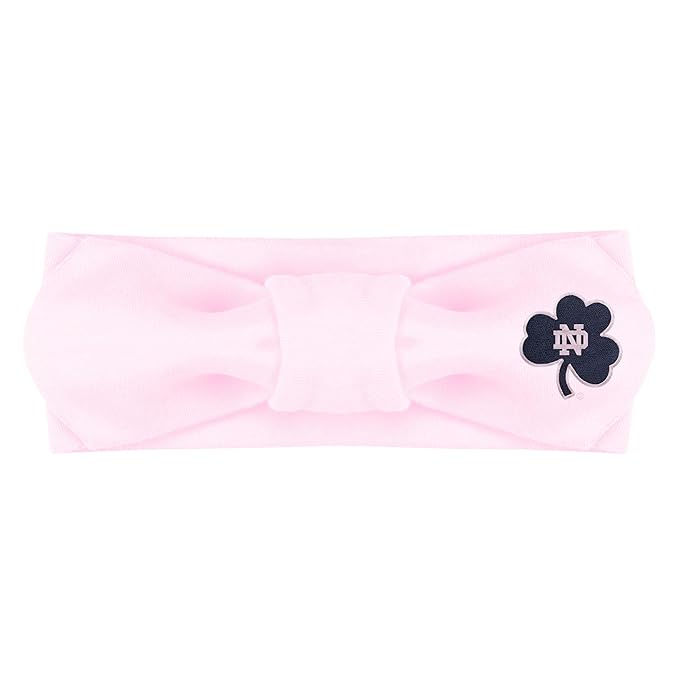 Creative Knitwear Notre Dame Fighting Irish Infant Girls Pink Solid Hair Knot Headband Embroidered Logo - Size Newborn - 4T