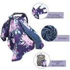 TANOFAR Car Seat Cover Baby, Carseat Covers Baby Boy Girl, Peekaboo Opening Infant Car Seat Cover for Winter, Warm & Cozy, Purple Floral