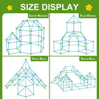 SpringFlower Fort Building Kit for Kids,STEM Construction Toys, Educational Gift for 3 4 5 6 7 8 9 10 11 12 Years Old Boys and Girls,Ultimate Creative Set for Indoor & Outdoors Activity,200 Pcs,Green