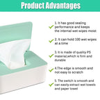 NOVWANG Wipes Dispenser, Baby Wipe Holder, Keeps Wipes Fresh, Refillable Wipe Container Baby Wipes Case for Bathroom Wipes Pouch Case, Green