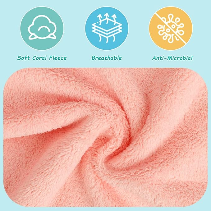 HOMEXCEL Baby Washcloths 12 Pack-Microfiber Coral Fleece Baby Bath Face Towel 7 x 9 Inch Extra Absorbent and Soft Burp Cloth and Wash Cloths for Newborn-Infants and Toddlers-Gentle On Sensitive Skin