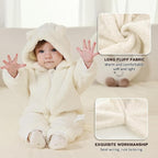 Newborn Baby Bear Outfit Suit Girls Boys Fleece Jumpsuit Romper Hooded Winter Snowsuit Clothes
