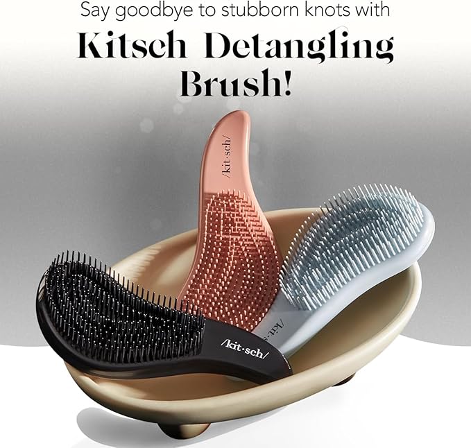 Kitsch Detangler Brush – Gentle Curly Hair Brush with Flexible Bristles for All Hair Types - Wet or Dry | Detangling Hair Brushes for Women & Men, Adults & Kids - Terracotta