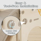 YUFU 5 in 1 Toddler Slide, Kids Slide with Climber, Basketball Hoop and Ball, Outdoor Indoor Playset for Toddlers Age 1-3 (Beige+Gray)