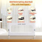 Bed Guard Rail for Toddlers - 32" Adjustable Heights & Folding up Portable Bed Railing for Baby - Toddler Bed Rails Guard for Crib, Twin, Bunk,Full Size, Queen & King Bed(White)