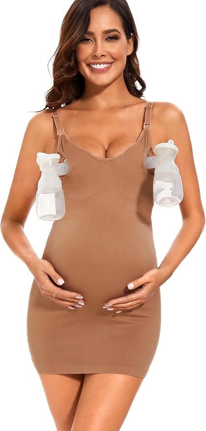 GXXGE Nursing Bra Pumping Bra Hands Free Maternity Nursing Tank Cami for Breastfeeding with Adjustable Straps