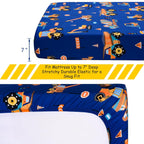 UOMNY Crib Sheet 52x28 Baby Sheet for Boys Breathable Fitted Crib Sheet for Standard Crib and Toddler Mattress Toddler Sheet Engineering Vehicle Blue