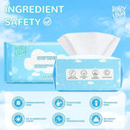 HAPPY BUM Baby Wipes, Large Dry Wipes for Baby, Unscented, Sensitive Skin, Wet and Dry Use, 600 Count, 6 Packs