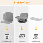 Ezebaby Foldable Wooden High Chairs, 3-in-1 Convertible Baby High Chair, Dining Booster Seat, Toddler Chair, Easy Clean High Chairs for Babies and Toddlers with Large Adjustable Tray- Transparent Gray