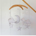 Sorrel + Fern Baby Crib Mobile (Moon, Cloud, & Stars) - Baby Shower Gift Nursery Decor Ceiling Mobile for Boys & Girls (Foldable)