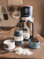 BEABA Formula and Snack Container, Baby Formula Dispenser, Toddler Baby Snack Storage Container, Holds up to 11 Doses of Milk Powder Per Compartment, Made in France, Rain