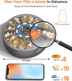 Daviky Pill Dispenser Daily, Large Pill Organizer with Wall-Mounted or Standing Use, 14 Days Pill Container, Push Button Design, Weekly Pill Box for Vitamin, Medicine,Supplement, Fish Oil(Gray)