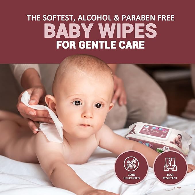 MED PRIDE Unscented Baby Wipes Bulk [24 Packs x 80 Wipes=1920 Wipes Total]- Alcohol-Free Baby Wipes With Soothing Aloe Vera & Vitamin E- Extra Soft & Strong, Paraben-Free, Non-Irritating