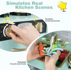 HONEY JOY Kids Kitchen Playset, Wooden Little Chef Pretend Toy Kitchen Set w/Chalkboard, Telephone, Utensils, Oven, Microwave, Sink, Storage, Play Kitchen for Toddlers Boys Girls, Green