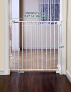 Babelio Easy to Remove & No Bottom Bar Baby Gate, 29-43", 36" H Extra Tall Hardware Mounted (Drill Needed)| Wide Walk-Thru| Auto-Close Safety Dog/Pet Gate for Stairs & Doorways (White)