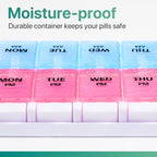 Sukuos Weekly Pill Organizer 7 Day 2 Times A Day, AM PM Medicine Pill Box with Easy Push Button, BPA Free Vitamin Cases for Fish Oil/Supplements, Easy to Clean (Red&Blue)