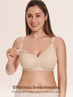 Angelhood Nursing Bras for Breastfeeding, Seamless Wireless Comfort Push up Lace Nursing Maternity Bralette for Pregnancy