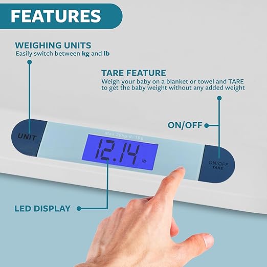 Smart Weigh Digital Baby Scale Infant Scale for Weighing Pet Scale for Puppy and Cat Accurate Digital Scale in Pounds Ounces Kilograms Holds Up to 44 Lbs Multi-Function with Hold Function