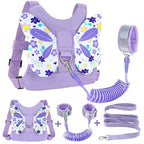 Accmor Toddler Harness Leash, Cute Butterfly Kids Leash + Anti Lost Wrist Link for Outdoor Travel, Mini Child Walking Harness Wristband Assistant Strap Belt for Baby Girls (Purple)