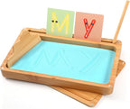 Montessori Sand Tray with Lid - Wooden Sand Trays for Kids Writing Letters and Numbers, Preschool Classroom Must Haves, Kindergarten Learning Tools (Blue)