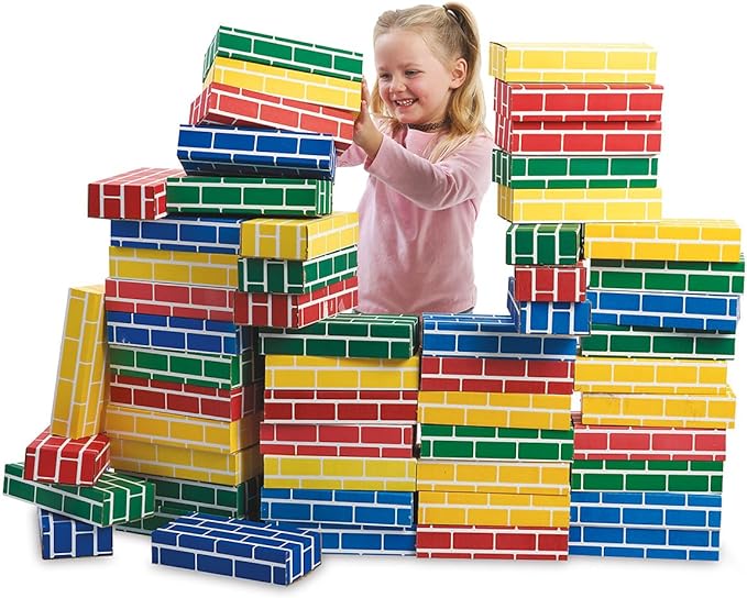 Lillian Vernon Primary Building Bricks - Kids Cardboard Blocks, Each 9" x 4" x 2" (Set of 24)