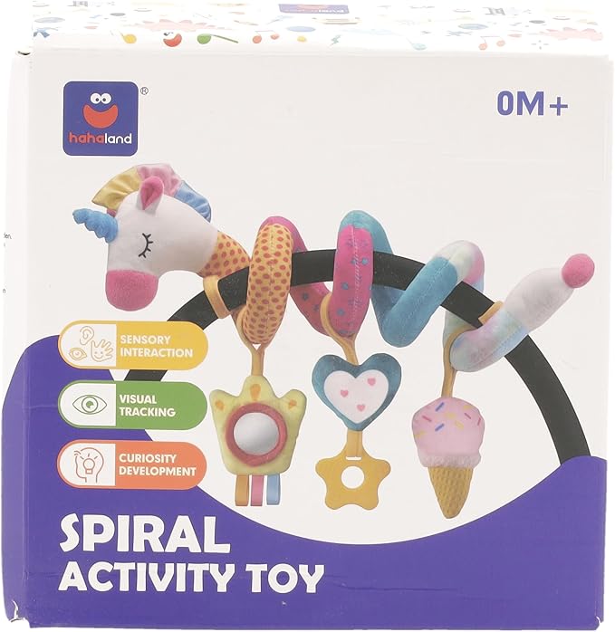 hahaland Car Seat Toys for Babies 0-6 Months Girl - Baby Toys 3-6 Months - Rattle, Mirror, Crinkle, Squeaky Carseat Stroller Toy 0-6 Months Developmental Newborn Baby Girl Birthday Gifts