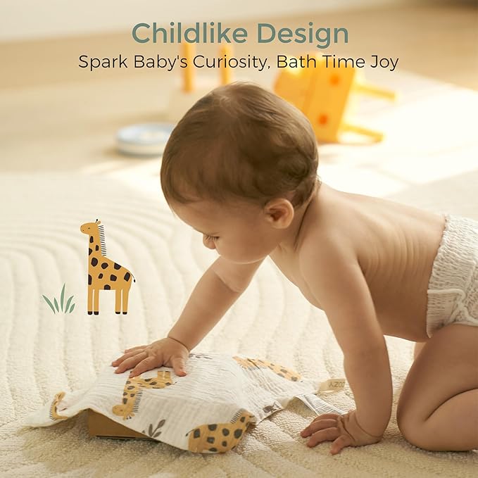 Momcozy Soft & Absorbent Baby Washcloths - 4 Layer Design| Medium Thickness| Premium Cotton for Newborns' Skin-Great for Bathing, Wiping & on-The-go Use, Shower Gift and Essential(5 Pack, 10x10 inch)