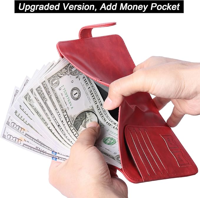 Passport Holder Cover Wallet Travel Essentials Leather Rfid Blocking Case Vacation Luggage Must Haves Travel Accessories for Men Women (120#Red)