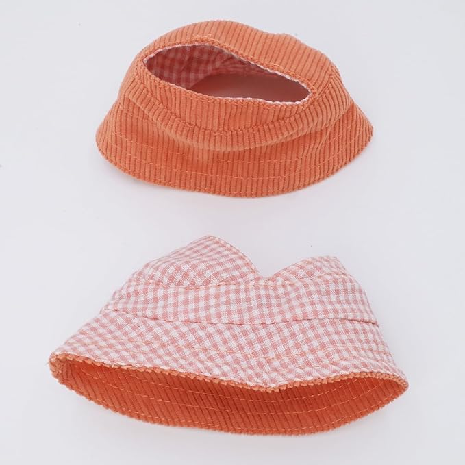 Etistta 6.7 inch Doll Clothes with Hat, Corduroy Bib Pants Overalls for 17cm Doll Accessories Outfits (Orange)