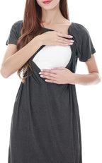 Smallshow Women's Maternity Nursing Dresses Split Long Dress for Breastfeeding