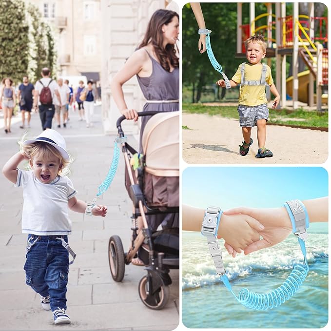 Accmor Toddler Harness Leash, Collapsible Kids Leash + Anti Lost Wrist Link for Outdoor Travel, Cute Excavator Child Walking Harness Tether Wristband Assistant Strap Belt Protector for Baby Boys