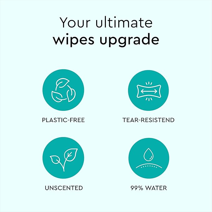 LILLYDOO Baby Wipes with 99% Water – Unscented, Hypoallergenic, Plant-Based, Strong & Plastic-Free, Compostable, 4 resealable Packs x 72 (288 Wipes Total)
