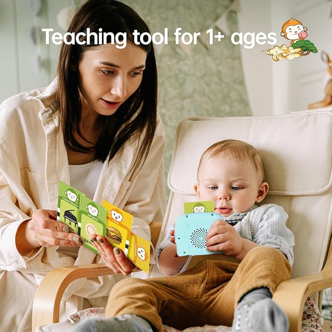 Talking Flash Cards for Toddler 1 2 3 4 Year Olds, ABC Flash Cards for Toddlers 2-4, Montessor, Autism Sensory, Speech Therapy Toys, Birthday Gift for Boys and Girls, 296 Pro Words Blue