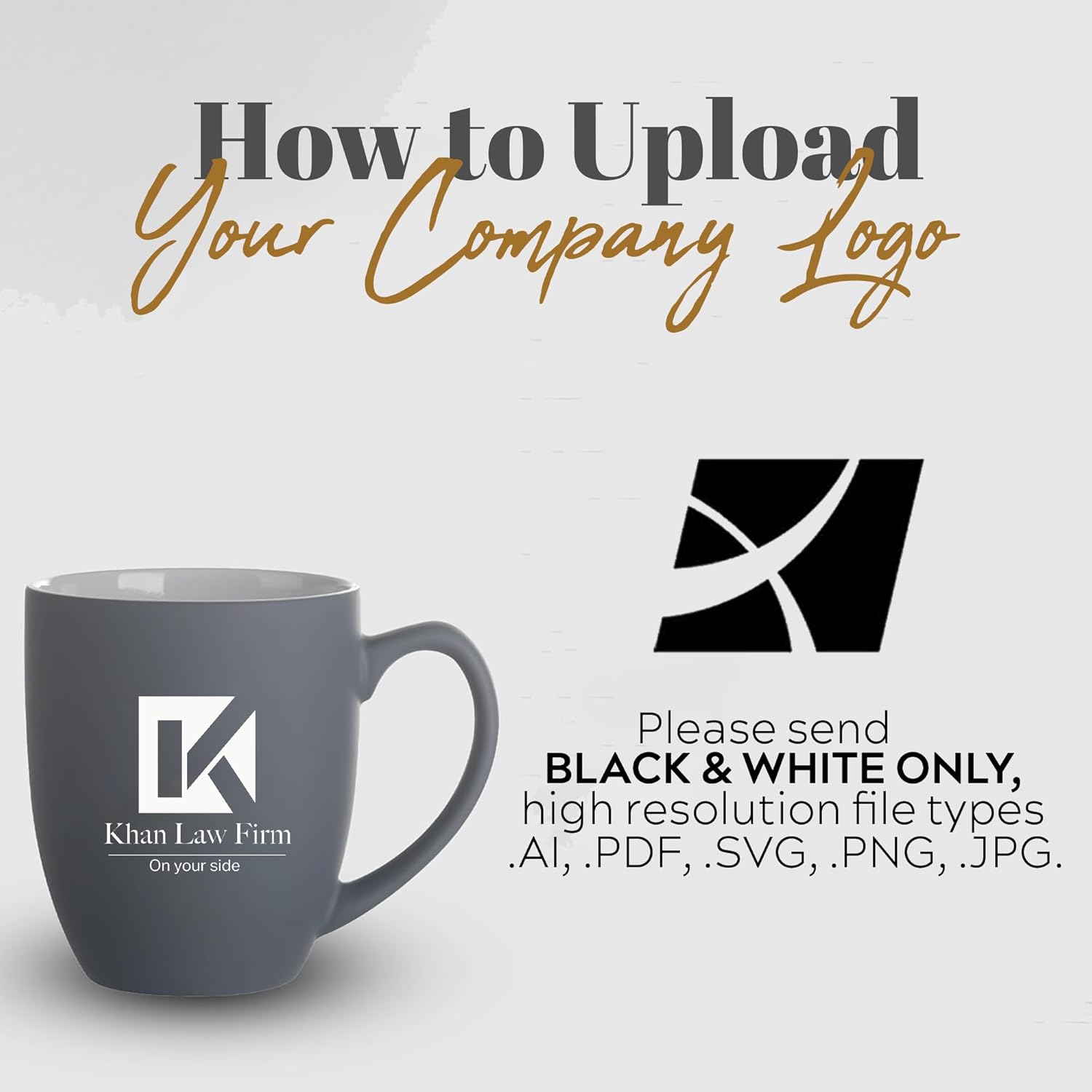 Personalized Coffee Mug Engraved with your Custom Logo - Customized Coffee Mugs, Hot Chocolate Mug, Birthday Gift, Retirement Gift (Engraved Custom Logo, Matte Grey)