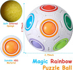 18 Pack Rainbow Puzzle Ball Magic Rainbow Ball with 3 Pack Pouches Fidget Toy Ball for Kids Speed Cube Ball Funny Stress Reliever Ball Christmas Stocking Stuffers for Kids Teen and Adults