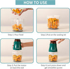 Baby Food Maker, 600ML Baby Food Blender with 10 Blades, Baby Food Processor for Baby Food, Fruit, Vegatable, Meat, with Two 200ml Glass Bowls, Storage Bag, Cleaning Brush, Scraper