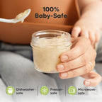 KeaBabies 6pk 4oz Glass Baby Food Containers with Lids - Leak-Proof, Microwavable Small Glass Jars, Baby Purees & Toddler Snack Storage Containers, BPA-Free, Dishwasher & Freezer Safe (Nord)