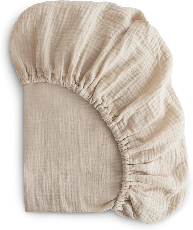 mushie Extra Soft Muslin Fitted MINI Crib Sheet | 24"x 38" (Fog)