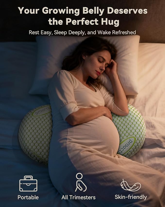 Memory-Foam Pregnancy Pillow for Sleeping - Upgrade Material Maternity Pillow for Pregnant Women - Quality Cooling Travel Wedge Pillow for Back, Belly, and Hip Relief, Gifts for Pregnant Women