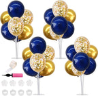 TONIFUL 4 Set Navy Blue Gold Balloon Centerpieces for Table,Balloons Stand Kit for Graduation Decorations 2025 Class of 2025 Party Decorations,New Year,Anniversary,Homecoming,Birthday Decoration