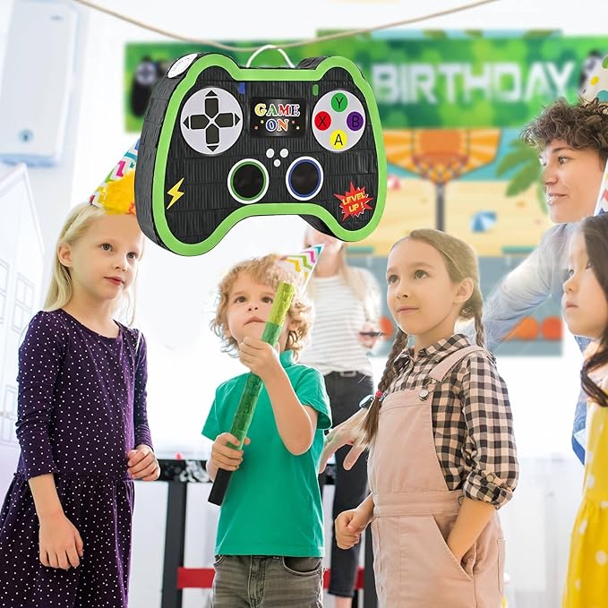 WERNNSAI Video Game Controller Piñata - Game Party Supplies Piñata Bundle with Blindfold and Bat for Boys Kids Gaming Theme Birthday Party Game Carnival Activity Decorations (15.7" x 12.2" x 3.1")
